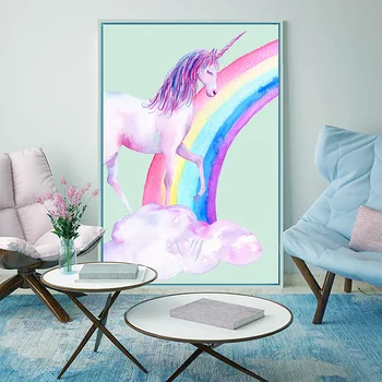 Unicorn Plakāti, Kanvas Glezna, Akvarelis Pegasus Varavīksnes Izdrukas Sienas Mākslas Apdare Attēlu Ziemeļvalstīm Pirmsskolas Bērniem Dekori