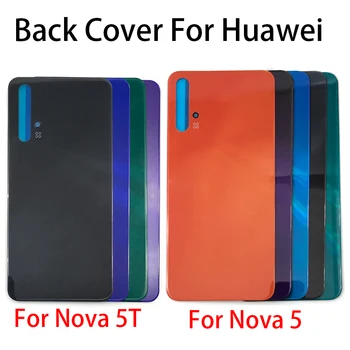 Atpakaļ Stikls Aizmugurējais Vāks Huawei Nova 5T 5 Akumulatora Durvju Mājokļu Akumulatora vāciņu atpakaļ