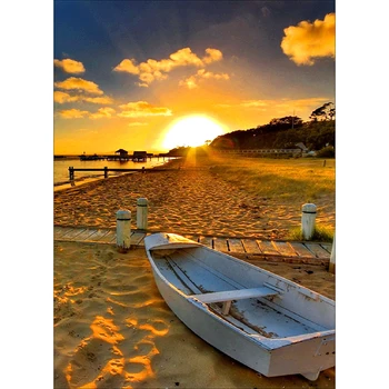 DIY 5D Dimanta Krāsošana Sunset Beach Dimanta Izšuvumi Skatu uz Jūru Cross Stitch Pilna Apaļa/Kvadrātveida Urbt Mākslas Mājas Dekoru Rokasgrāmata Dāvanu