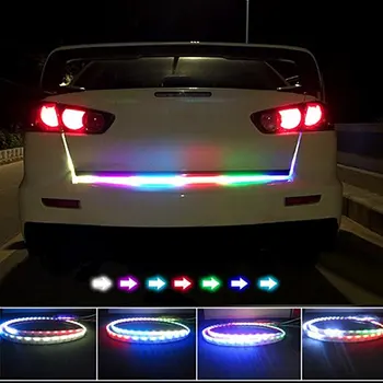 Auto Stils RGB Šasijas Mainīgu Led Dinamiskais Streamer Pagrieziena Signāla Asti LED Brīdinājuma Gaismas Bagāžas Nodalījuma Apgaismojums 12v
