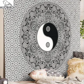Mandala gobelēns LABI ērglis nest rose puķu sienas karājas gobelēns Poliestera dizaina Melna Balta modes boho tapiz salīdzinot mandalas