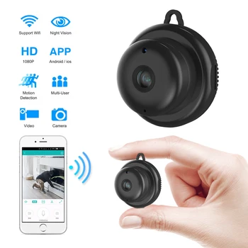 Mini Kameras 1080P Mājas Kameru, Wifi Bezvadu IP Drošības CCTV Infrasarkano Nakts Redzamības Kustības detektors SD Card Slot Audio V380 APP
