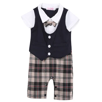 Jaundzimušais Mazulis Baby Boy Zīdaiņu Apģērbs, Komplekts Bērnu Džentlmenis Romper Īsām Piedurknēm Kokvilnas Apģērbu Jumpsuit