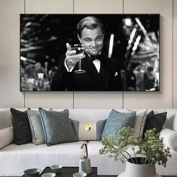 Great Gatsby Filmu Leonardo DiCaprio Plakāti un Izdrukas Audekls Gleznas, Sienas, Mākslas Attēlus Dzīvojamās Istabas Dekors (Bez Rāmja)