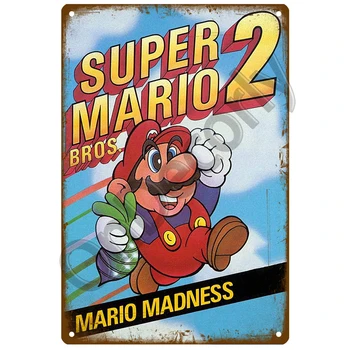 Super Mario 2 3 Gamer Plāksne, Metāla Vintage Skārda Zīme Noplucis Šiks Dekoru Metāla Zīmju Vintage Bārs Apdare, Metāla Plakātu Metāla Plāksne