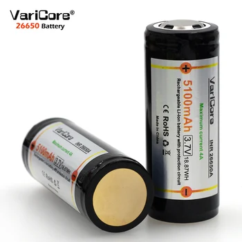 VariCore 2GAB 26650 3.7 V Litija Akumulators 26650 4A lielas strāvas izlādes Aizsardzības plates Bateriju, lai Izceltu Lukturīti