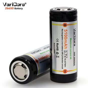 VariCore 2GAB 26650 3.7 V Litija Akumulators 26650 4A lielas strāvas izlādes Aizsardzības plates Bateriju, lai Izceltu Lukturīti