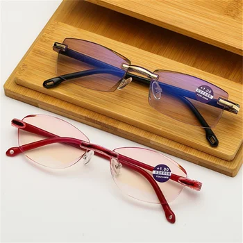 XojoX Anti Zilā Gaisma Lasīšanas Brilles Sievietēm Bez Apmales Modes Brilles Vīriešiem Hyperopia Briļļu Vecuma Tālredzība Dioptrijas +1.0 1.5 2.0 2.5