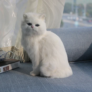 Reāli Gudrs Simulācijas Plīša Pildījumu Balts persiešu Kaķi, Rotaļlietām, Kaķu Lelles, Galda Dekori Bērniem Zēni Ziemassvētku GiftPhotography aksesuārus,