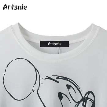 Artsnie disney mickey mouse, karikatūra t krekls sieviešu vasaras o apkakli, īsām piedurknēm topi femme streetwear white gadījuma t-krekli mujer
