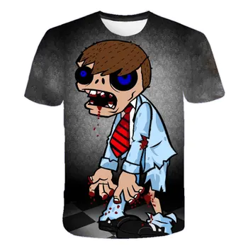 4 līdz 14 gadiem Gadījuma Zēnu T-krekls Augi Vs Zombies t krekls smieklīgi Karikatūra t-krekls 3D Iespiestas Bērnu Apģērbs Vasaras Apģērbs Augšu