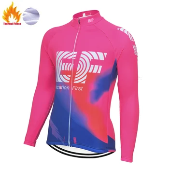2019 EF Ziemas camisa de ciclismo jaunu maillot ciclismo invierno hombre Long Sleeve jersey Izjādes Jersey Saglabāt Siltu
