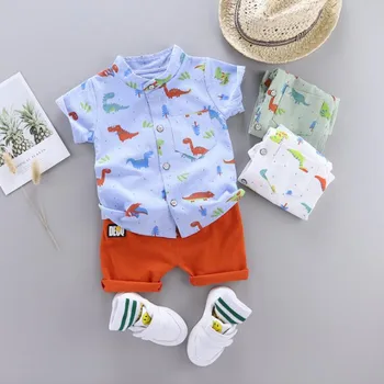 Jaunu Apģērbu Toddler Zēns Apģērbu Vasaras Drukāšanas Komplekts Bērniem, Apģērbs ar Īsām Piedurknēm Krekls, Uzvalks par Bērnu Zēniem Tērps Bērniem Drēbes