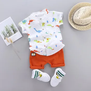 Jaunu Apģērbu Toddler Zēns Apģērbu Vasaras Drukāšanas Komplekts Bērniem, Apģērbs ar Īsām Piedurknēm Krekls, Uzvalks par Bērnu Zēniem Tērps Bērniem Drēbes