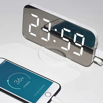LED digitālais modinātājs ar USB portu, mobilo tālruņu uzlāde, gultas daudzfunkcionāls modinātājs despertador часы будильник 22*