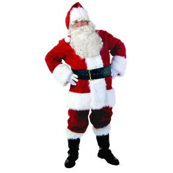 Deluxe Santa Claus Pieaugušo Ziemassvētku Kostīms Vīriešiem, Sievietēm Pilnīga Komplekti Santa Klausa Tērpu Cosplay Saģērbt Uzvalks