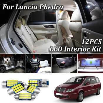 12Pcs Balts Canbus Par Lancia Phedra 179 MPV LED Interjera Kartes Dome Bagāžnieka Cimdiem gaismas (2002. - 2010.gadam)