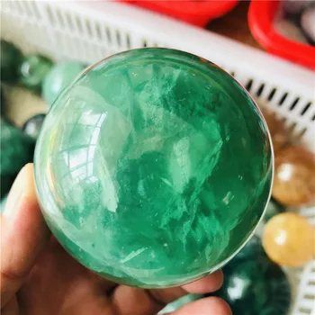 6cm Dabas zaļā fluorite kristāla bumbu ģimenes dekoratīvo bumbu Halloween Ziemassvētku dāvanu