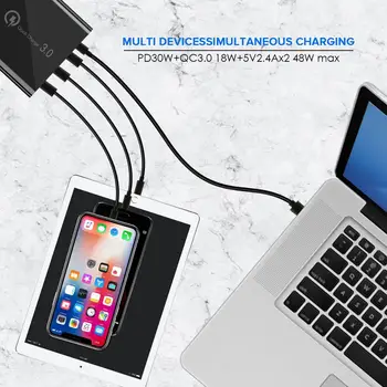 Lādētājs, Multi 48w QC 3.0 Macbook air Lādētājs C Tipa PD USB Sienas Lādētāja Spraudnis IPad Samsung A70 Note10 Xiaomi Iphone Xs Maks.