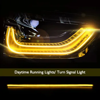 2gab 30cm 45cm 60cm 12V LED auto dienas gaismas elastīgu dienas gaitas lukturi pagrieziena signālu gaisma auto cob dienas gaitas gaismas Lukturu Sloksnes