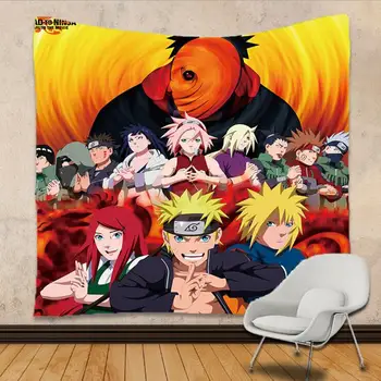 Anime Viens Gabals Raksturs Naruto multenes Segu Gobelēns 3D Iespiesti Tapestrying Taisnstūra Mājas Dekoru, Sienas Karājas stils-3