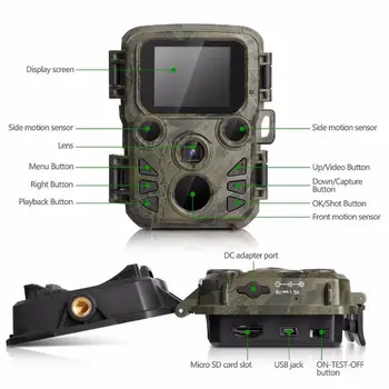 Mini300 Medību Kamera 12 mp izšķirtspēja HD1080P Ūdensizturīgs Savvaļas dzīvnieku Izpētes Kameras IS Savvaļas Skautu Nakts Redzamības Āra Medību Kamera
