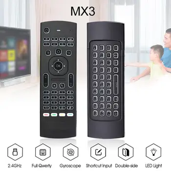 MX3 Backlit Gaisa Peli T3 Smart Balss Tālvadības pulti 2.4 G RF Bezvadu Tastatūra X96 mini KM9 A95X H96 MAX Android TV Box