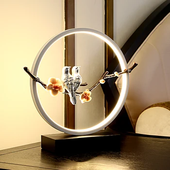 Gredzens LED Galda Lampas Modernās Eiropas Guļamistaba Galda, Gultas Lampa, Tālvadības pults Aptumšojami Silts Personību, Radošo Dāvanu Lampas