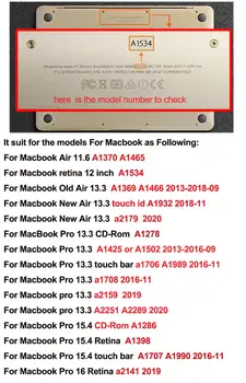Modelis Laptop Case For Apple Macbook Air, Pro Retina 11 12 13.3 15.4 16 Aizsargājošu Uzmavu Segums, Mac book Air, Pro 13 Gadījumu