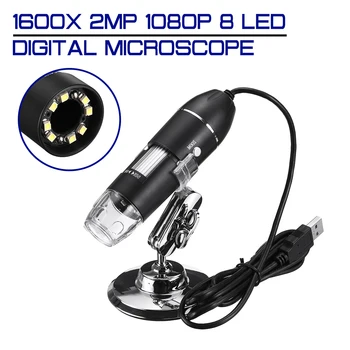 1600X 2MP Regulējams 1080P Digitālā Mikroskopa Tipa C/Micro USB 8 LED Lupa Elektronisko Stereo USB Endoskopu, Telefona, PC
