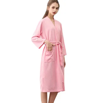 MUQGEW peldmētelis sievietēm drēbes femme sieviešu naktsveļu kokvilnas Elpojošs tīrtoņa Krāsu Peldmētelis Līmēšana Mājas Drēbes, Drēbes Mētelis #G3