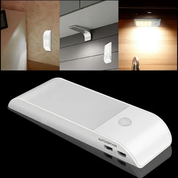 12 LED Infrasarkano Kustības Sensoru Gaismas PIR Bezvadu Nakts Gaismas Stick-on Uzlādējamo USB Gaitenis Kabinets Skapis Kāpņu Lampas 5V