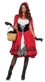S-3xl Plus Lieluma Little Red Riding Hood Kostīms Helovīna Cape Pasaka Meitene, Kleita, Apmetnis Cosplay Lomu Spēlē Spēli Vienotu