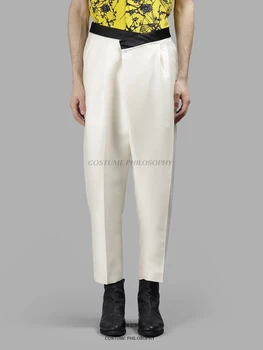 27-44 2017 Vīriešu apģērbu GD Matu Stilists modes Skatēs balts cēloņsakarībām, kostīms, bikses plus lieluma kostīmi