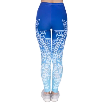 Zila Druka Legging Modes Gadījuma Augsta Vidukļa Sieviete Zeķes Sievietēm Legins Mandala Ombre Legging