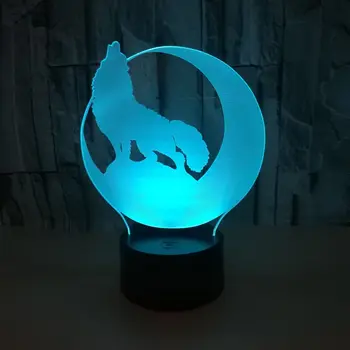 Vilks 3d Mazā Nakts Galda Lampas Dzīvojamā Istabā, Krāsains Touch Led Vizuālo Dāvanu Atmosfēru Led Stereo Galda Moderne Galda Lampas