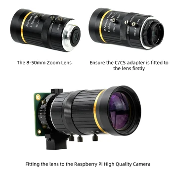 Aveņu Pi 4 Augstas Kvalitātes Kameras Moduļa ar Rūpniecisko kvalitātes HD Tālummaiņas Telefoto 8-50mm Objektīvs / 16mm Objektīvu Aveņu Pi 4/3B+