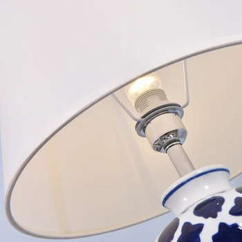 Jindezhen Zilā Keramikas Galda Lampa, Amerikāņu Retro Stila Led Galda Lampa, Lai Guļamistabā, Dzīves Telpa, Gultas Lampa 38x64cm ES Plug