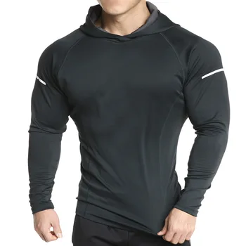 Augstas kvalitātes Modes Mens Stiept T tīrtoņa Krāsu Kapuci augstas elastības garām Piedurknēm T Krekli Vīriešu Slim Gadījuma MensT-Krekls