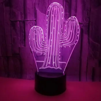 Kaktuss Akrila 3D Lampu 7 Krāsu Izmaiņas 3d Nakts Gaisma 7 Krāsu gaismas LED USB Galda lampa Atmosfēra, Nakts Mājas Dekoru