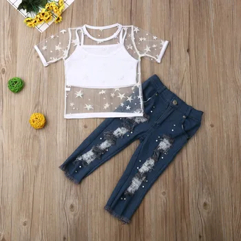 MUMS 3pcs Jaundzimušā bērna Zīdainis, Mazulis Baby Girl Apģērbu 2019 Jauns T-krekls+Veste Topi+Garās Bikses Apģērbs, Komplekts
