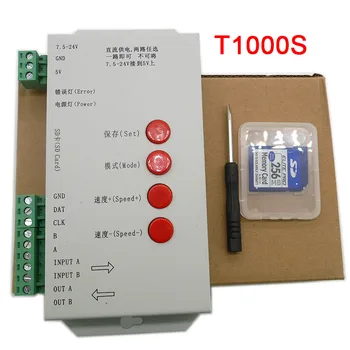 Vairumtirdzniecības T1000S Kontrolieris WS2801 WS2811 WS2812B LPD6803 LED 2048 Pikseļu RGB lentes gaismas ar 256 SD Kartes,DC5~24V