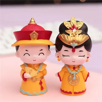 Ķīniešu Imperators Ķeizariene Statuetes Sveķu Karaliene Rotājumu Tautastērpā Mājas Dekorēšanas Kūka Topper Miniatūras