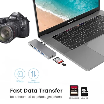 Double Tipa C High Speed Hub USB, HDMI PD Uzlādes TF/SD Lasītājs USB3.0 Dokstacija Par MacBook Pro / Air