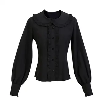Rudens ziemas japāņu sweet lolita krekls vintage peter pan apkakli laternu piedurknēm viktorijas krekls kawaii meitene gothic lolita augšu