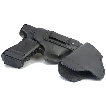 Ādas IWB Noslēptas Carry Pistoli Makstī, lai Gloks 17 19 22 23 32 33 / S&W M&P Shield / Springfield XD XDS Handgun Pistoles Melns