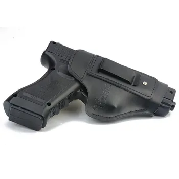 Ādas IWB Noslēptas Carry Pistoli Makstī, lai Gloks 17 19 22 23 32 33 / S&W M&P Shield / Springfield XD XDS Handgun Pistoles Melns