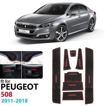 Anti-Slip Gumiju Vārtiem Slots Kausa Mat Peugeot 508 508sw 508RXH 2011 2012 2013 2016 2017 2018 Durvju Groove Mat