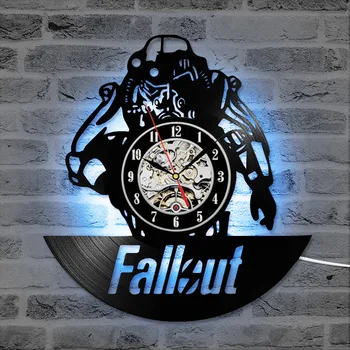 Fallout Spēli CD Ieraksts Pulkstenis Melna Dobi LED Vinila Ieraksts Sienas Pulkstenis Radošo Antīko Karājas pie Sienas Pulkstenis, Dekoratīvās GiftsClock