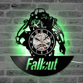 Fallout Spēli CD Ieraksts Pulkstenis Melna Dobi LED Vinila Ieraksts Sienas Pulkstenis Radošo Antīko Karājas pie Sienas Pulkstenis, Dekoratīvās GiftsClock